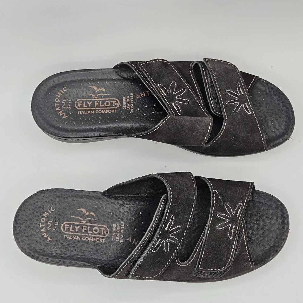 Fly Flot made in Italy leather anti-shock sandals size 37 US size 6 - Picture 3 of 16